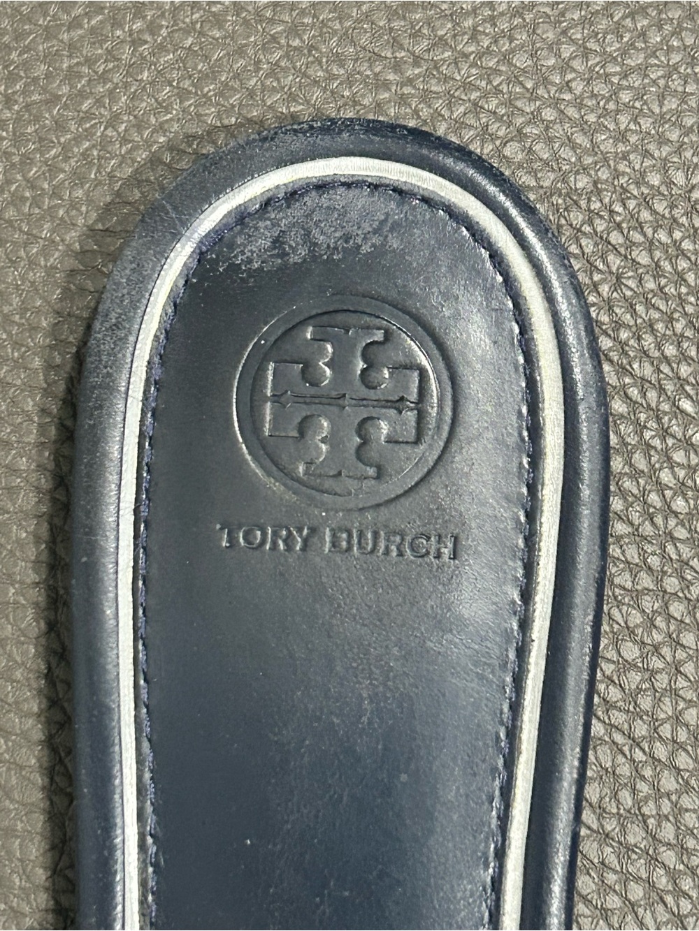 Tory Burch Navy Leather Miller Sandals - Picture 2 of 10